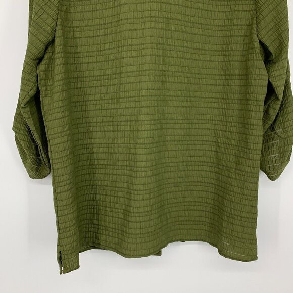 NY Collection Top Green Button Down Roll Tab 3/4 Sleeve NWT - Picture 11 of 11